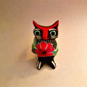 OWL Small Alebrije Oaxacan Folk Art Hand Crafted Carved Painted